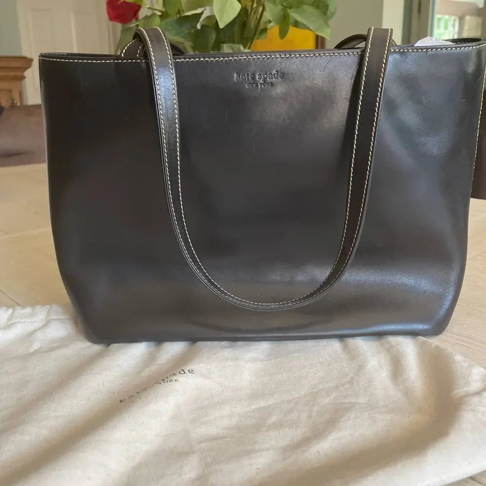 kate spade black leather tote